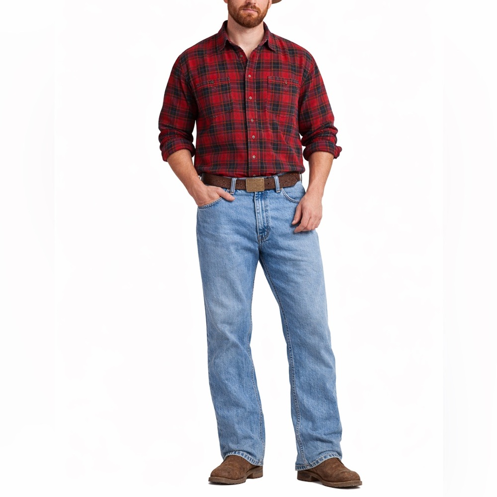Vintage Structure Denim Relaxed Bootcut Jeans Men's 36x30 100% Cotton Blue Wash